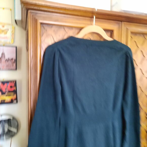 BANANA REPUBLIC Wool-Cashmere Blend Bell-Sleeve Peplum Sweater - Green, Size S - Picture 8 of 16